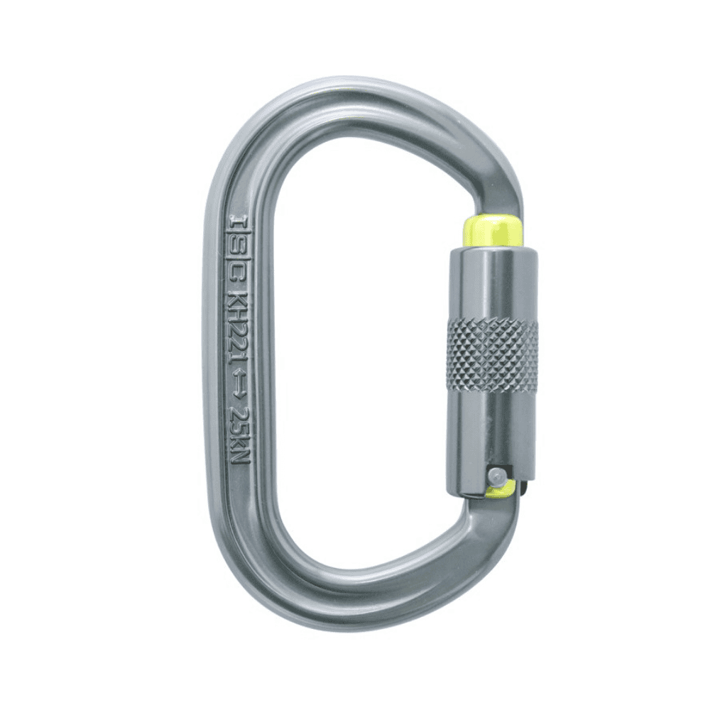 Grey carabiner with grey gate in closed position