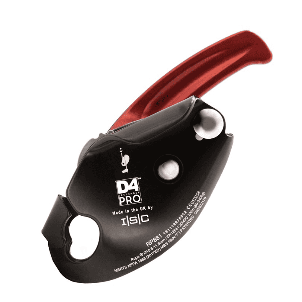ISC D4PRO Work/Rescue Descender black and red