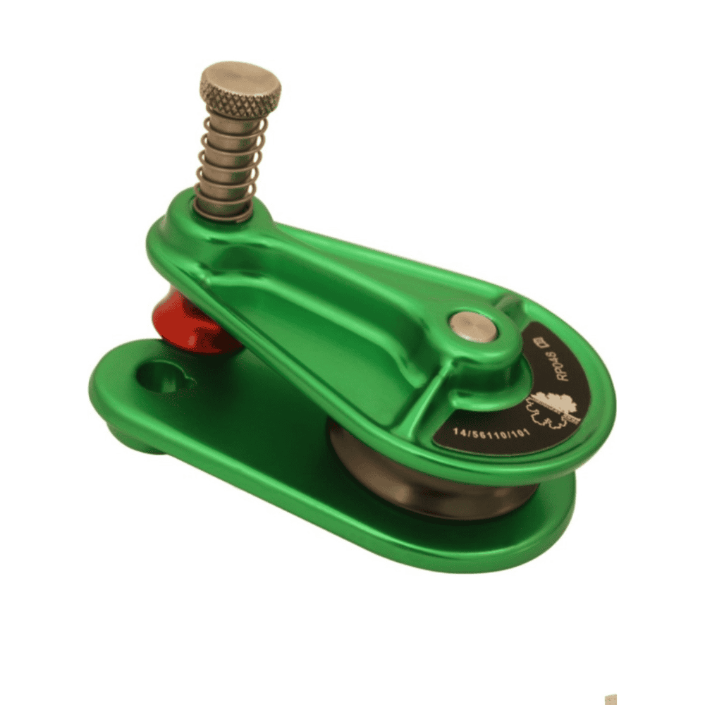 ISC Compact Rigging Pulley 13mm green in colour with pin screwed out