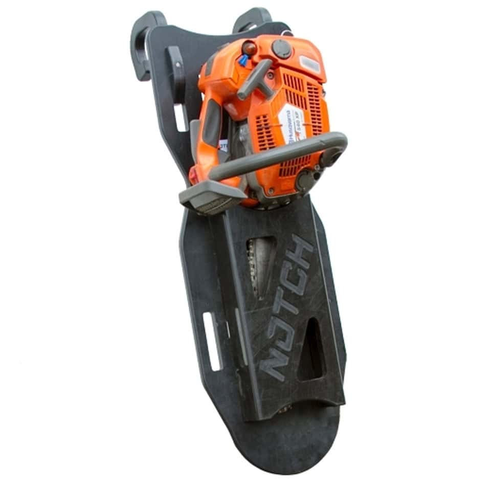 Chainsaw mounted on Notch Chainsaw Scabbard