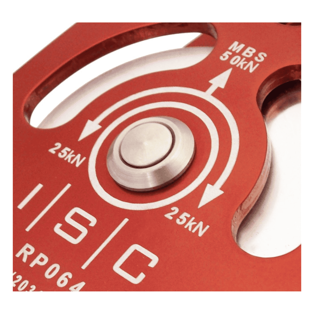 Red ISC Large Single Pulley Aluminium 16mm with Bushings ideal for high loads at low speeds
