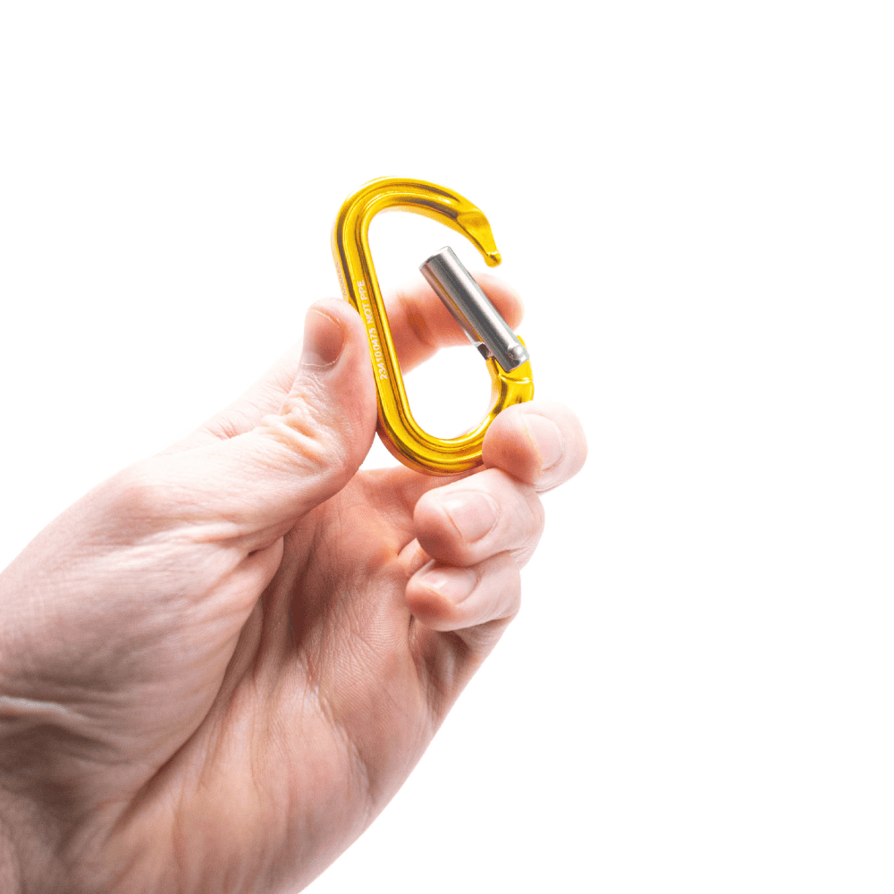 At Height K01 Single Action Accessory Carabiner held open in hand